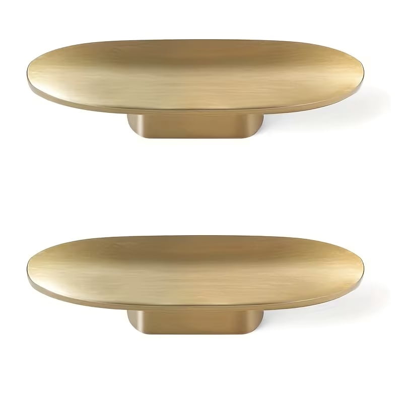 Pack of 2 Vintage Brass Oval Cabinet Knobs - 2.2" Antique Style Drawer Handles for Kitchen, Dressers, and Wardrobes with Mounting Screws Included