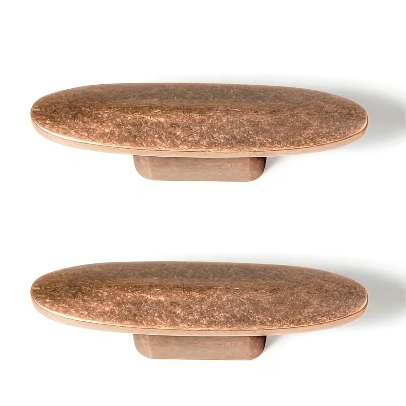 Pack of 2 Vintage Brass Oval Cabinet Knobs - 2.2" Antique Style Drawer Handles for Kitchen, Dressers, and Wardrobes with Mounting Screws Included