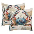 thumbnail image 1 of Pack of 2 Vintage Ocean Crab Fish Throw Pillow Covers 20x20 Inch, Square Farmhouse Pillowcase, Velvet Cushion Case for Sofa Bedroom Home Decor, 1 of 7