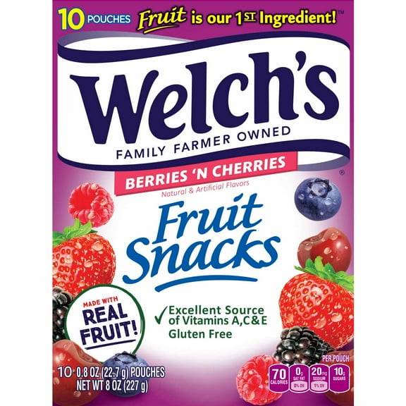 Welch's Berries 'N Cherries Fruit Snacks - 10 ct (Pack of 2)