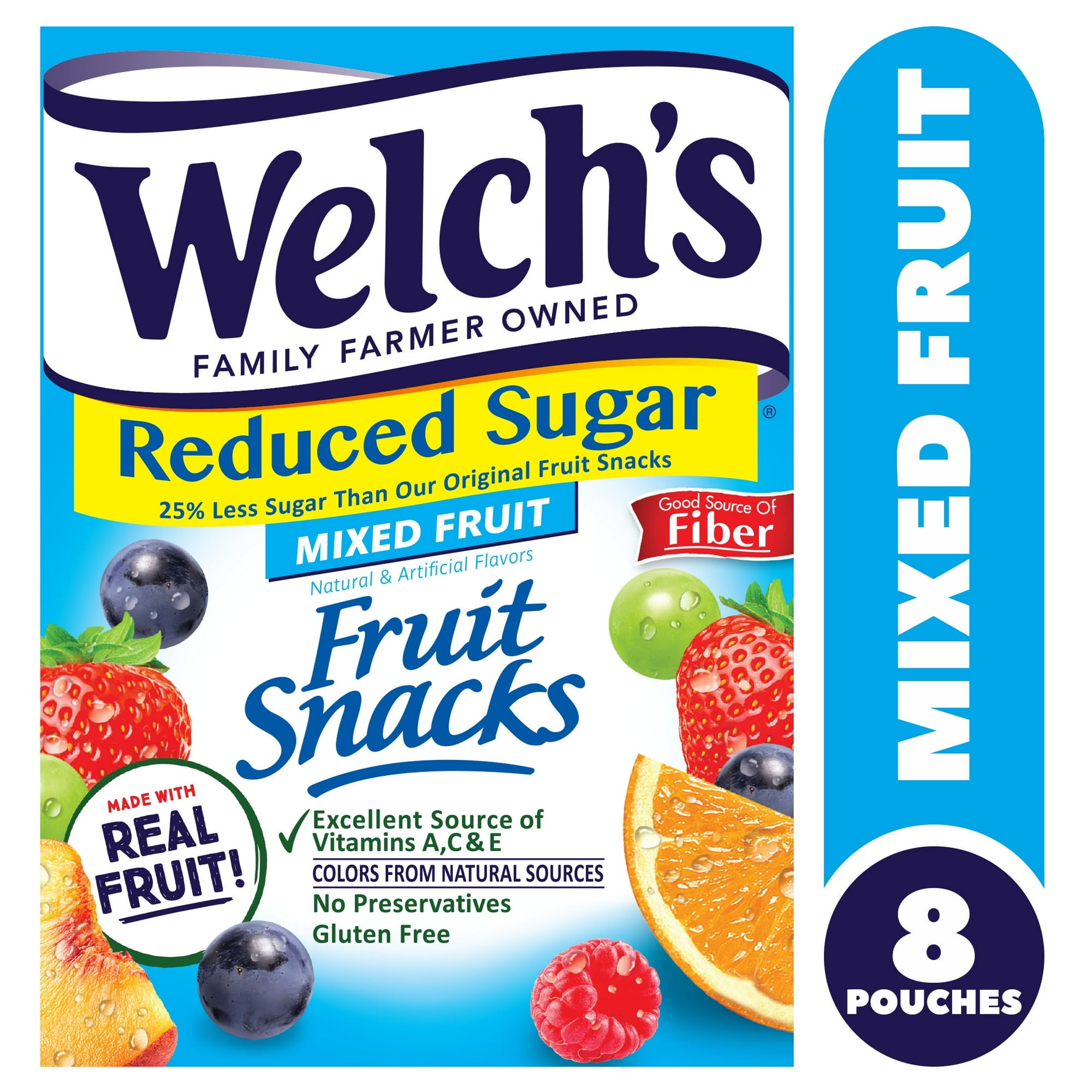 Welch's Reduced Sugar Mixed Fruit Fruit Snacks 0.8oz Pouches - 8Ct Box(2pack)
