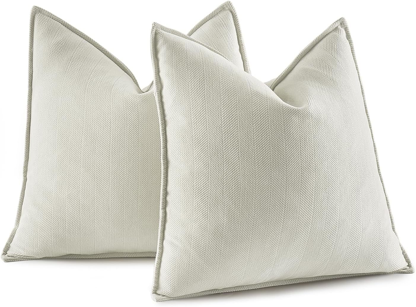 Pack of 2 White 20x20 Inch Decorative Pillow Covers Soft Chenille Couch Throw Pillows Farmhouse Cushion Covers for Sofa Bedroom Living Room