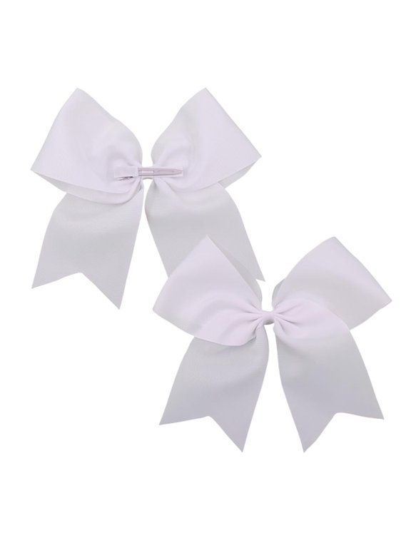 Pack of 2 White Jumbo Cheer Bow Hair Clips for School Girls Cheerleader Bows 8'' Dancing Softball Basketball Cheerleading Team Hair Accessories