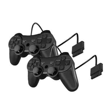 RetroFam 2 Pack PS2 Controller for PlayStation 2 Joystick Playstation Controller, Black