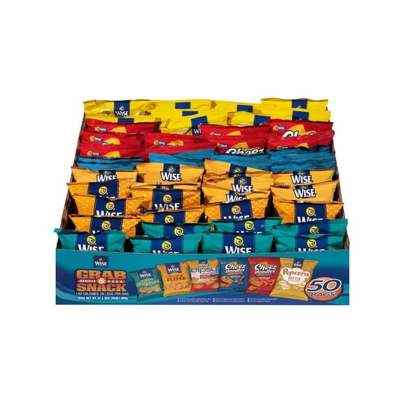 Pack of 2 Wise Grab & Snack Assorted Snack Variety Pack, 37.5 Oz., 50 Count
