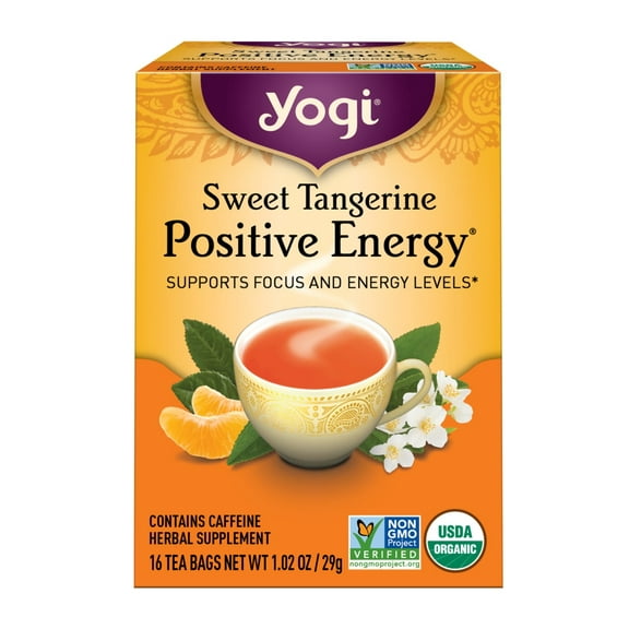 Pack of 2 Yogi Sweet Tangerine Positive Energy Organic Black Tea Bags, 16 ct (Package May Vary)