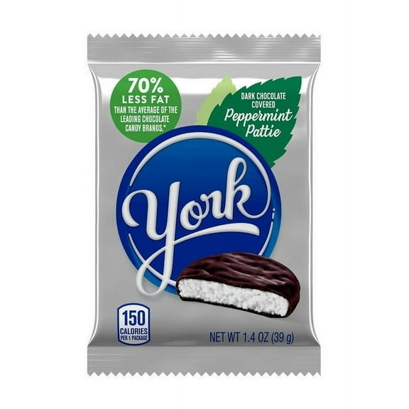 Pack of 2 York Dark Chocolate Peppermint Patties Candy, Pack 1.4 oz