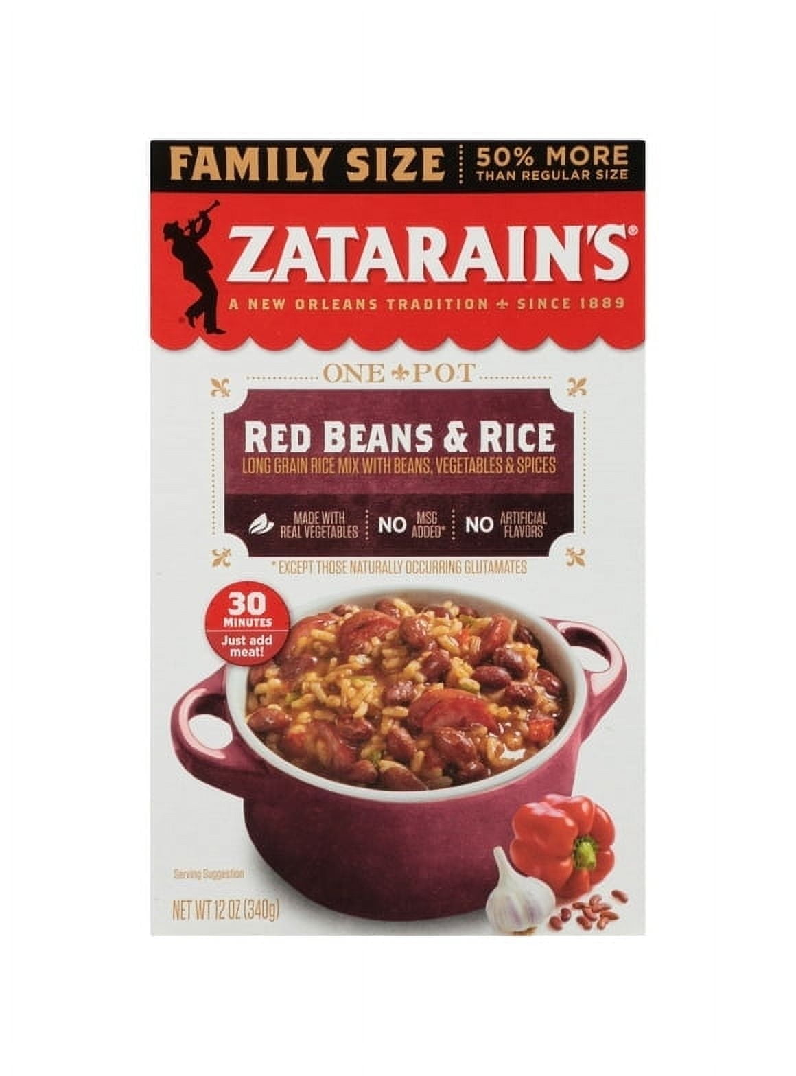 Pack of 2 Zatarain's Red Beans & Rice - Family Size, 12 oz Packaged Meals