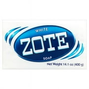 Zote White Laundry Bar Soap, Net WT 14.1 oz, 400g - Pack of 2