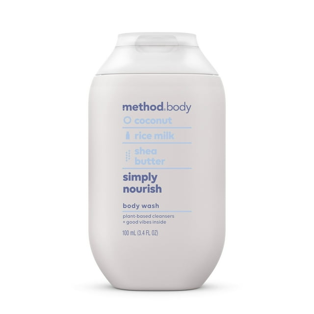 Pack of 2 method Travel Size Body Wash - Simply Nourish, 3.4 oz (Package May Vary)