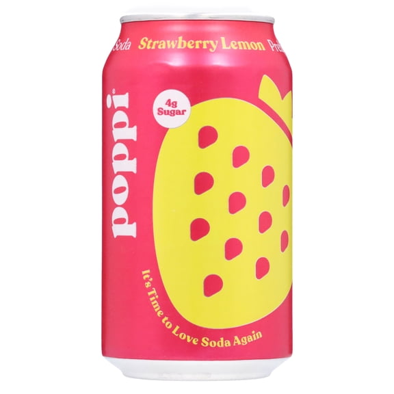 Pack of 2 poppi Prebiotic Soda - Strawberry Lemon, 12 oz (Package May Vary)