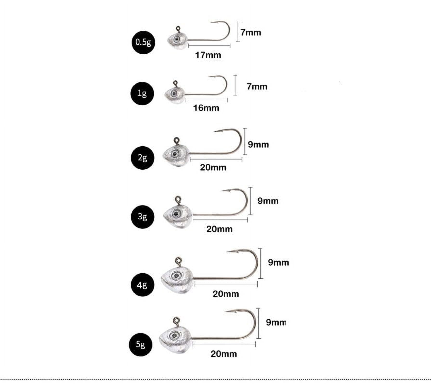 Pack of 20 1/64 1/32 1/10 3/16 oz Lead Jig Heads Fishing Hooks Crappie