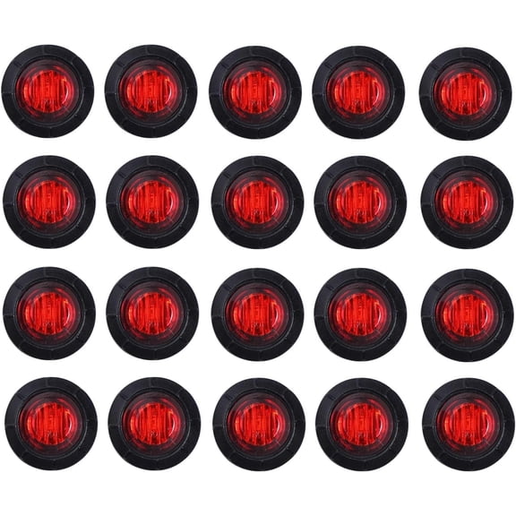 (Pack of 20 3/4 Inch Mount RED LED Clearance Bullet Marker lights, Side LED marker lights for trailer Truck RV Car Bus Van