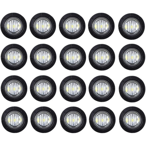 (Pack of 20)3/4 Inch Mount White LED Clearance Bullet Marker lights, Side LED marker lights for trailer Truck RV Car Bus Van