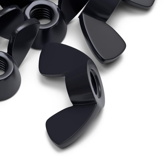 Pack of 20 Black Plastic Acrylic M5 Butterfly, Wing Nuts - Acrylic Plastic Screws, (13/64 in)