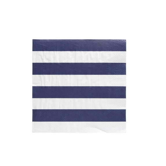 Pack of 20 Cabana Stripe Luncheon Size Paper Napkin Navy Blue 6.5" x 6.5"