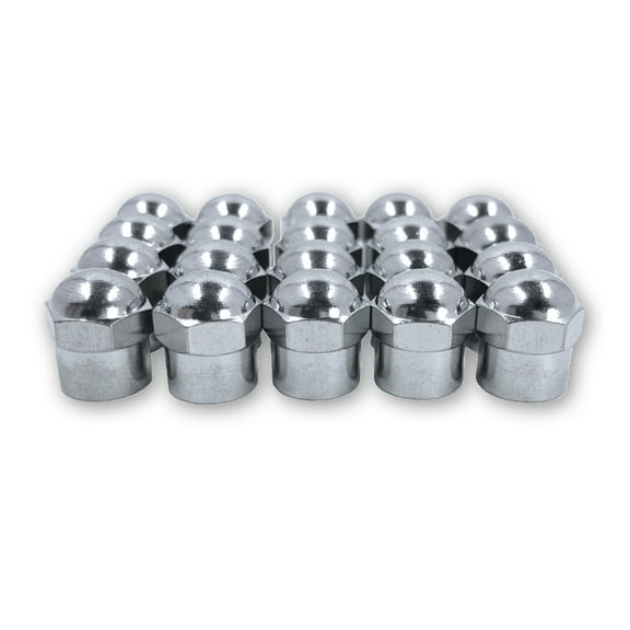 Pack of 20 Chrome Hex Dome Metal Valve caps for Cars, Bicycles and Trucks with Inner Seals by TYK Industries