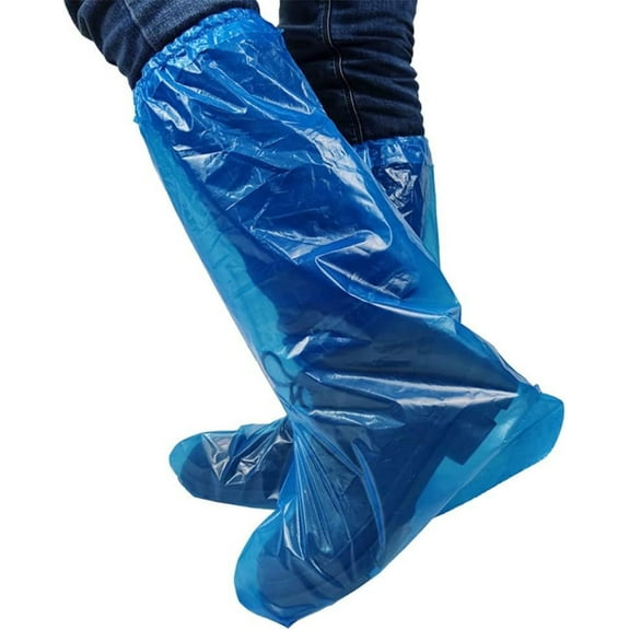 Pack of 20 Disposable Thicker Boot and Shoe Covers 19 inch Tall Extra Large Resistant Water/Skid Resistant Blue