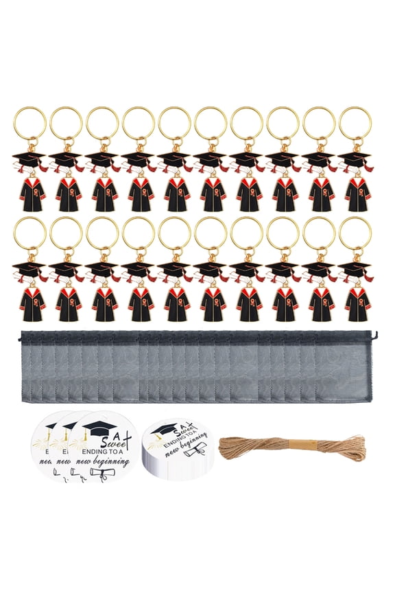 20pcs Commemorative Graduation Key Rings Set with Diploma Charm Graduate Souvenirs Zinc Alloy Keychain Accessories