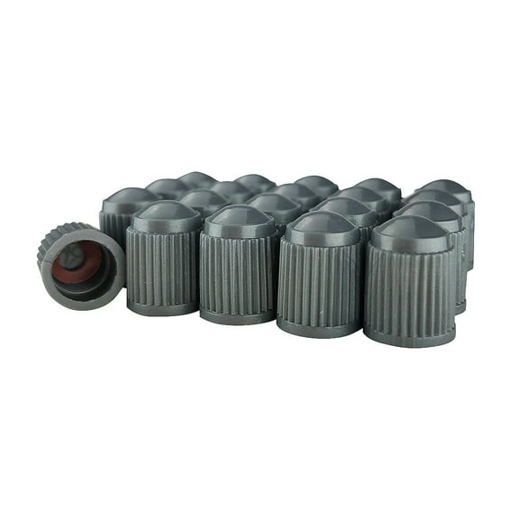 Pack of 20 Gray Valve Stem Caps w/ inner seal for all Schrader type Valve Stems