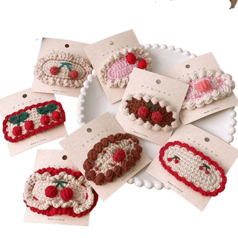 Pack of 20,  Handmade 2-2.8 inch Length Lovely Mix Style/Color Crochet Knitting Wool Lace Hair Clips for Girl,Woman,Festival Gift,Prizes, Donations