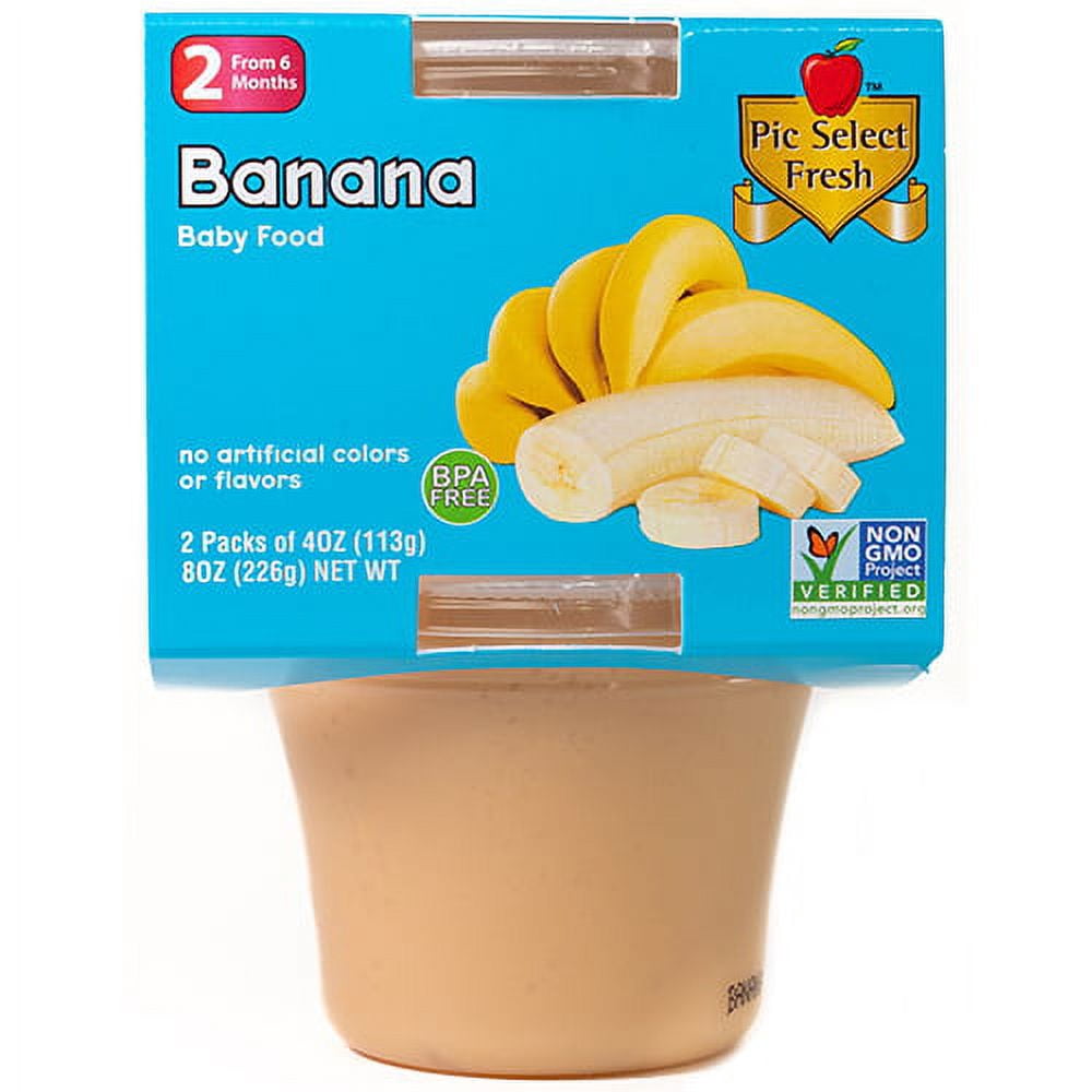 (Pack of 20) Pic Select Fresh Baby Food, 2nd Stage, Banana, 4 oz tubs