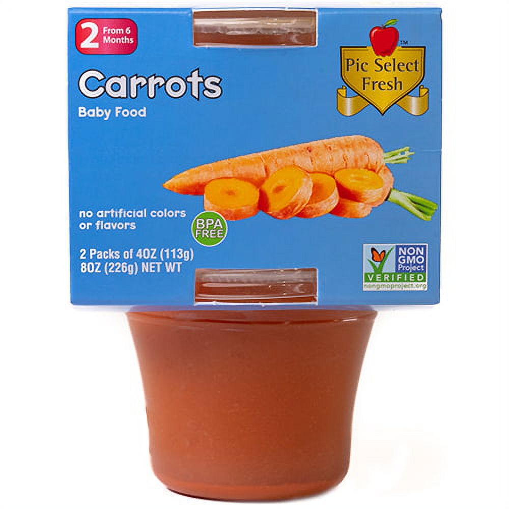 (Pack of 20) Pic Select Fresh Baby Food, 2nd Stage, Carrots, 4 oz tubs