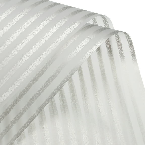 Pack of 20 Striped Matte Flower Wrapping Paper 23.6x23.6 Inch Waterproof Silver Gray