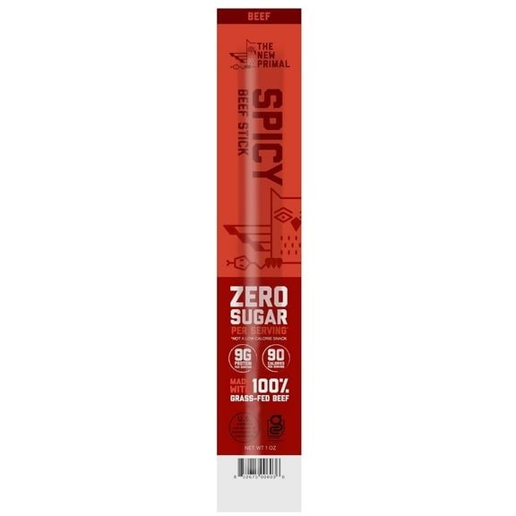Pack of 20, The New Primal Spicy Beef Meat Sticks, 1 oz