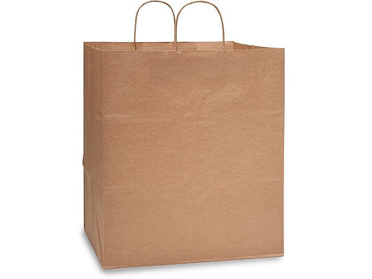 Pack of 200, Regal Brown Kraft Paper Bags 14 x 10 x 15.5" w/Serrated Edge Tops & Sturdy Paper Twisted Handles(Lids Sold Separately)