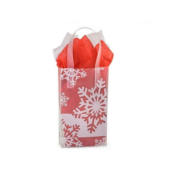Pack of 200, Rose Snowflake Flurry Plastic Bags 4 Mil Bags 5.25 X 3.25 X 8.5" For Christmas Packaging