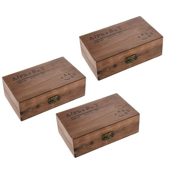 Pack of 210pcs Rubber Stamps Set Vintage Wooden Box Case Alphabet Letters Number Craft (No Ink Pad Included)3 Pack of 70pcs Rubber Stamps