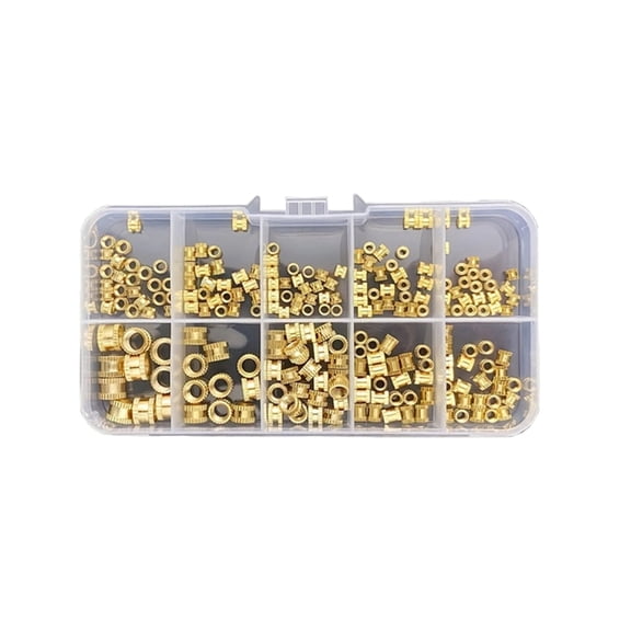 Pack of 220 Multiple Size Embedment Nuts Brass Heat Insert Nuts Knurled Threaded Inserts 3D Printer Accessories