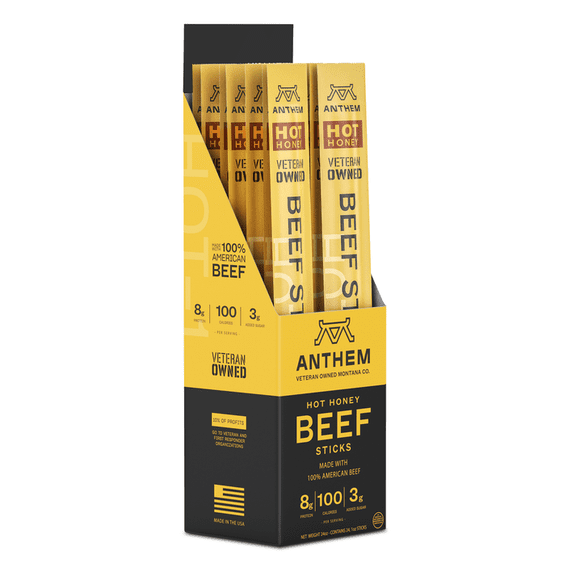 Pack of 24 Anthem Snacks LLC Hot Honey Beef Sticks 1 oz