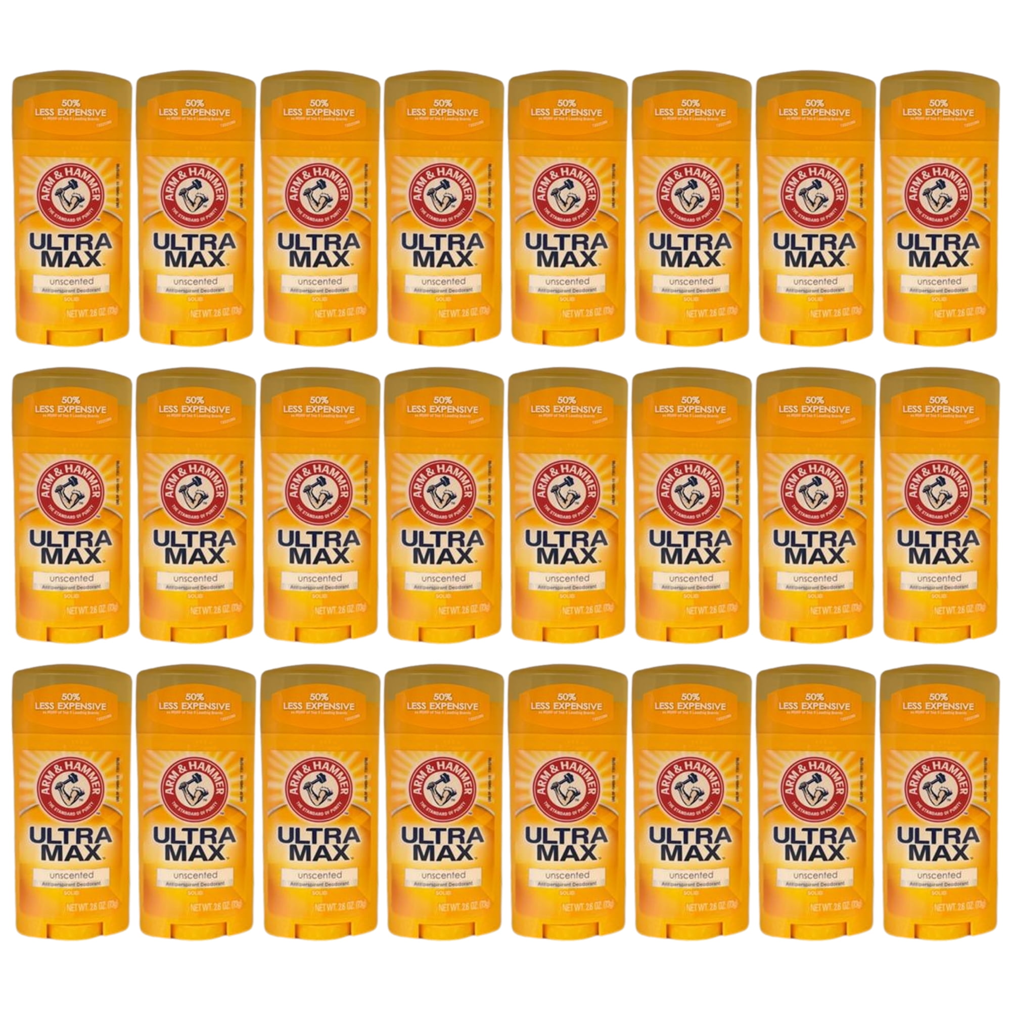 Pack of (24) Arm And Hammer Ultramax, Unscented Antiperspirant Deodorant, Invisible Solid, 2.6 fl oz