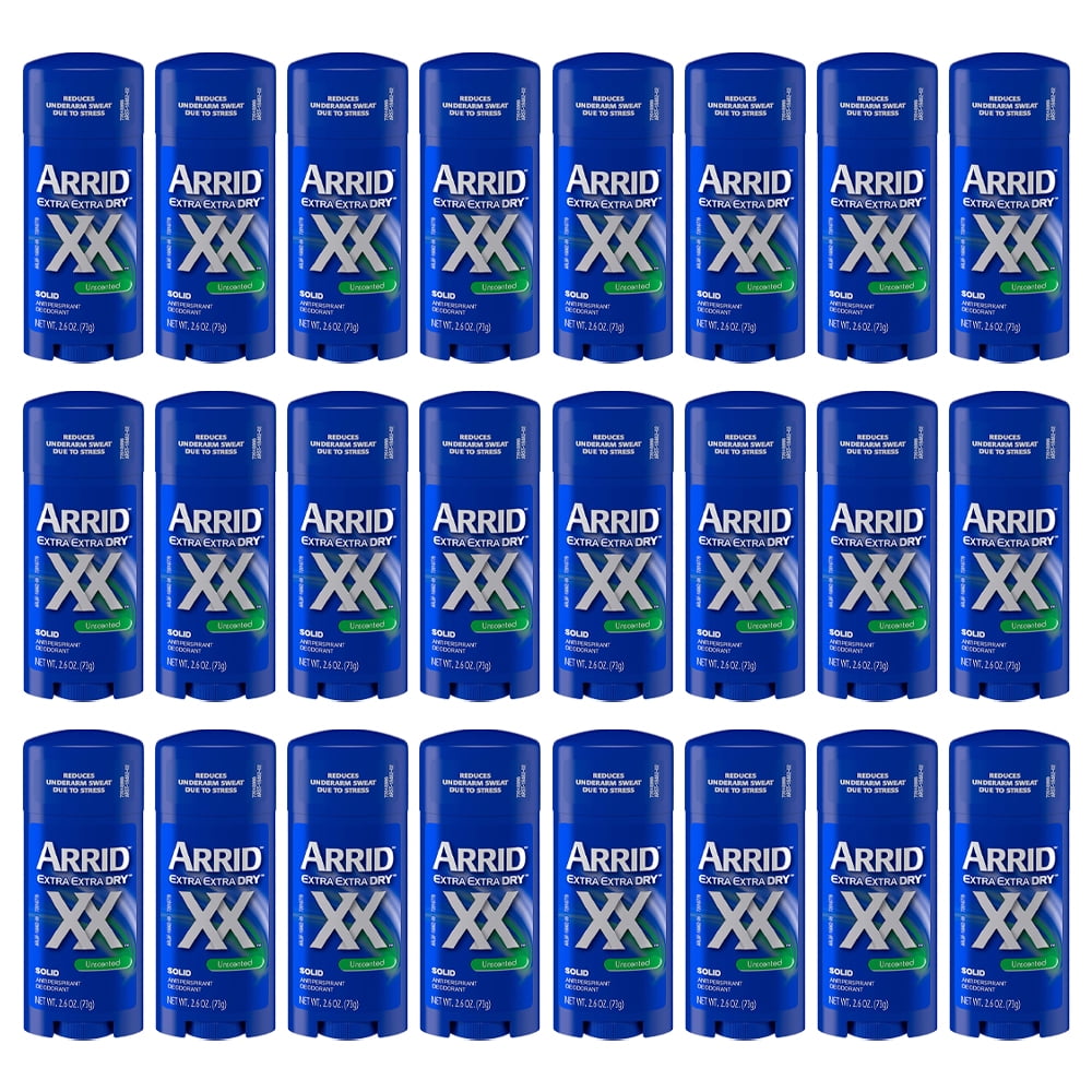 Pack of (24) Arrid XX Extra Extra Dry Solid Antiperspirant Deodorant, Unscented, Blue , 2.6 Oz