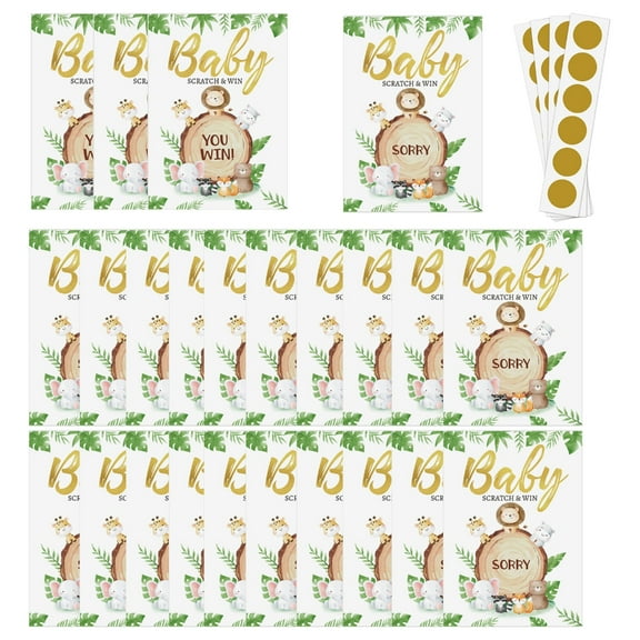 Pack of 24 Baby Shower Game Cards Scratch Lottery Tickets Exciting Raffle Cards Fun Party Icebreakers Activities