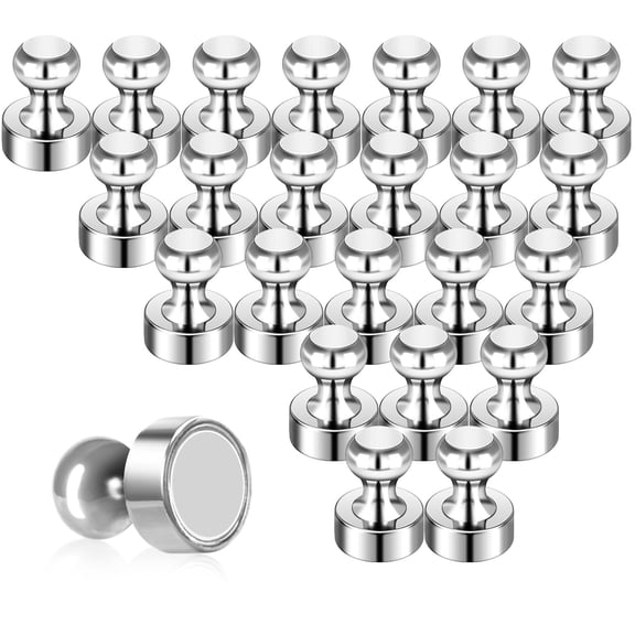 Pack of 24 Black Fridge Magnets Strong Refrigerator Magnets Push Pins Magnets for Whiteboard Office Classroom Map Kitchen Office Locker