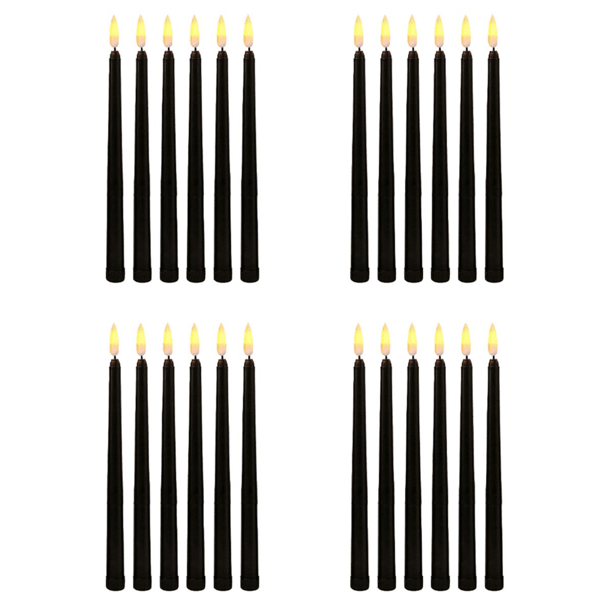 Pack of 24 Black LED Birthday Candles,Yellow Flameless Flickering