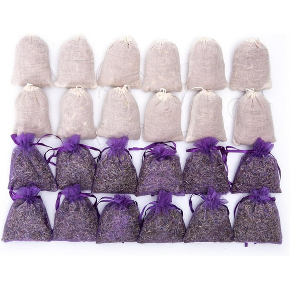 Pack of 24 Cedar Chips and Lender Sachets (12 Lender, 12 Cedar) - Home Fragrance Sachet for Drawers and Closets, LV-F-LC-1