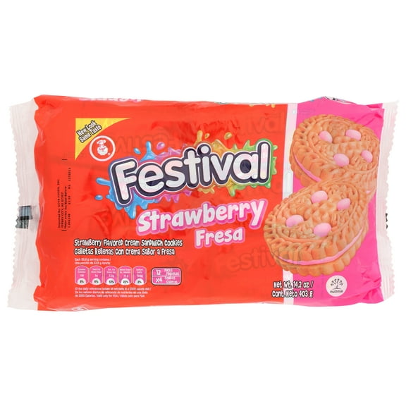 Pack of 24, Festival Strawberry Cream Sandwich Cookies, 14.21 oz
