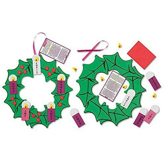 Pack of 24 Nativity of Christ Hanging Decoration Foam Ribbon Advent Wreath Arts & Craft Kit