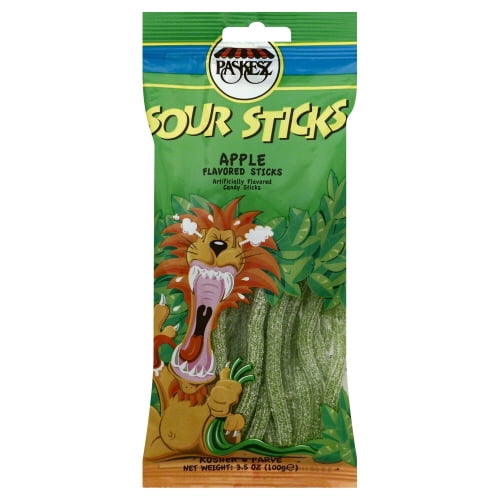 (Pack of 24) Paskesz Candy Sour Stix Apple 3.5 oz