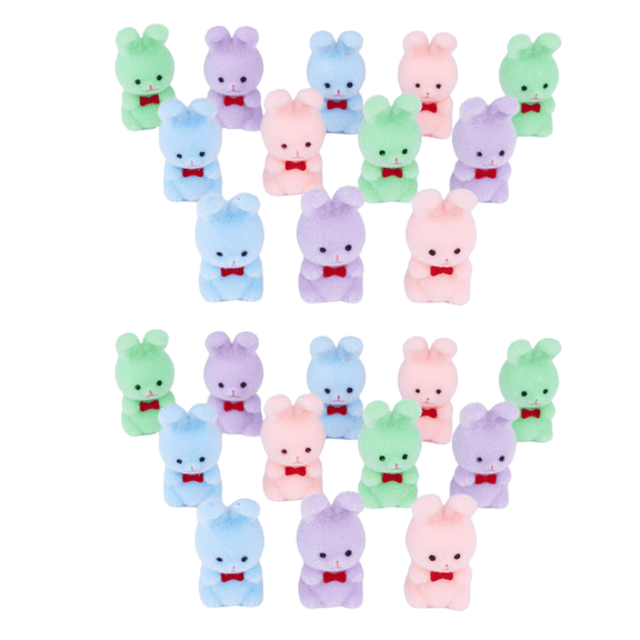 Pack of 24 Pastel Colored Miniature Flocked Bunnies - For Easter Table Scatters, Party Favors
