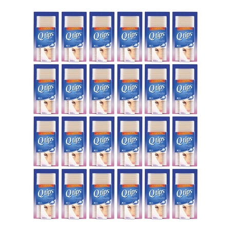 Pack of (24) Q-Tips Cotton Swabs, Antibacterial, 300 Each