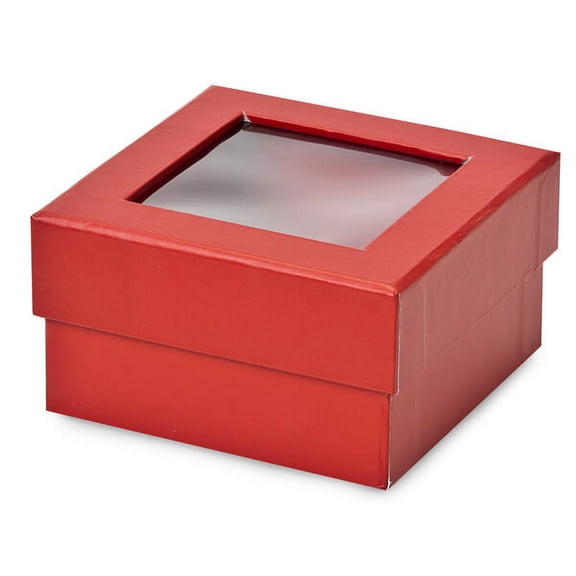 Pack of 24, Red Petite Gourmet Rigid Window Box 3-7/8 x 3-7/8 x 2-1/8" As Gift Boxes & for Gourmet Candies & Food