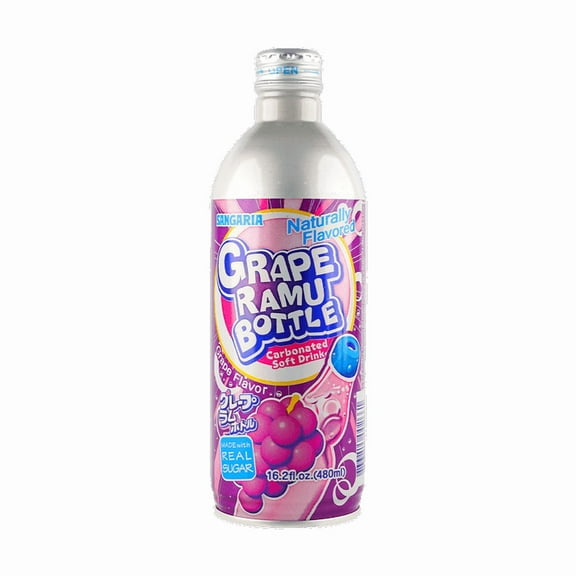 (Pack of 24) Sangaria Ramune Grape Bottle Can 16.2 fl oz