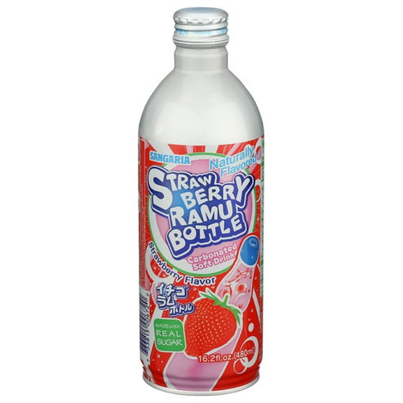 (Pack of 24) Sangaria Ramune Strawberry Bottle Can 16.2 fl oz