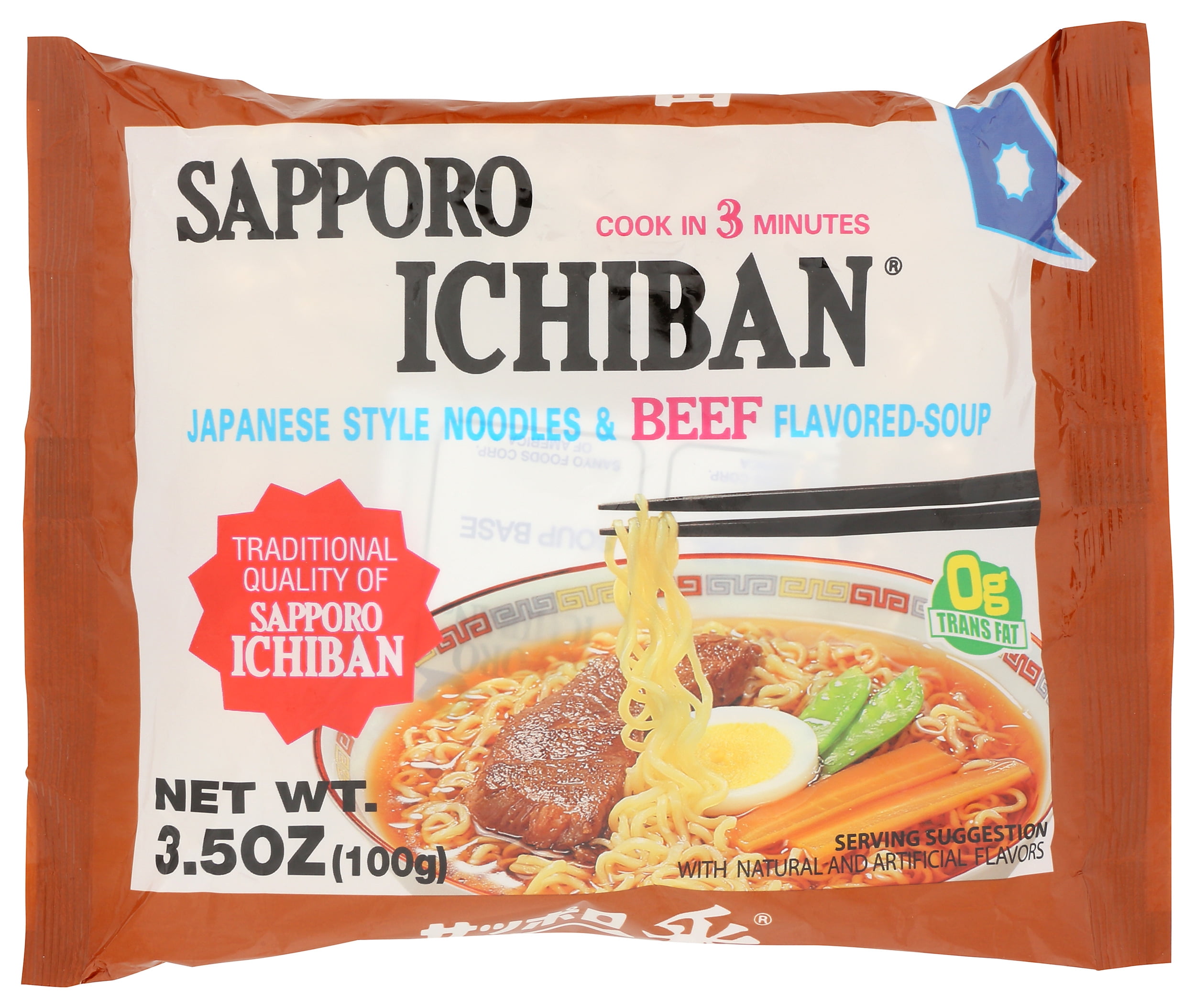 Pack of 24, Sapporo Ichiban Japanese Style Noodles & Beef Flavored Soup, 3.5 oz