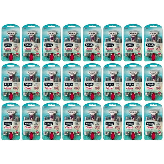 Pack of (24) Schick Classic Hybrid Razor 1 handle 5 cartridges with 3 blades